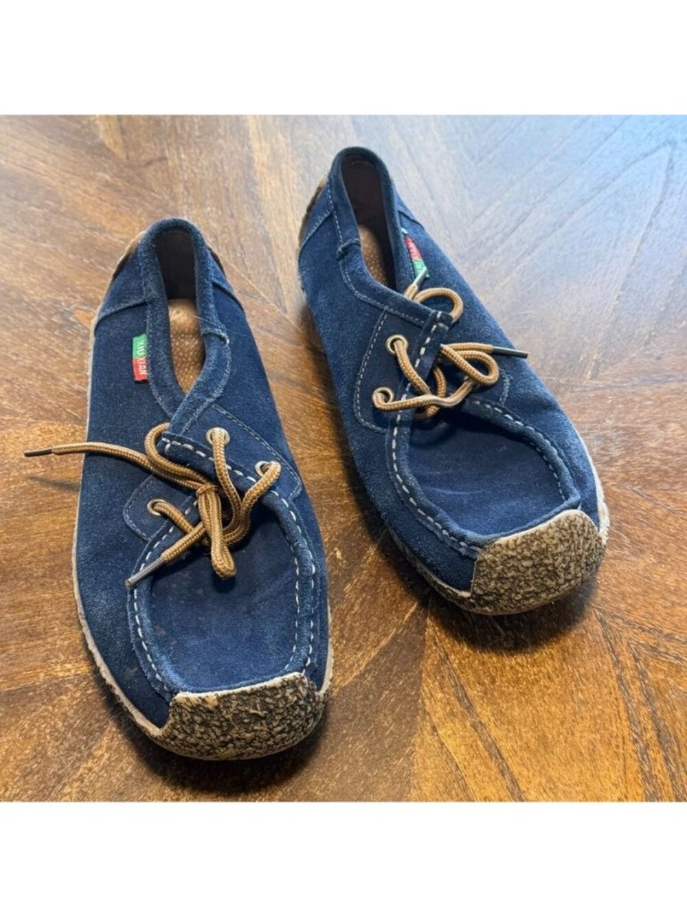 Xiu Xian Women Snail Casual Lace-up Genuine Leather Flat Sneaker Shoes Navy 8.5